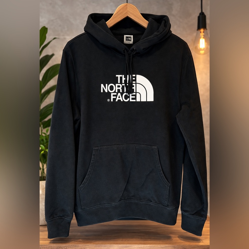 The North Face Womens Black Logo Hoodie Pullover Sweatshirt Athleisure Outdoor
